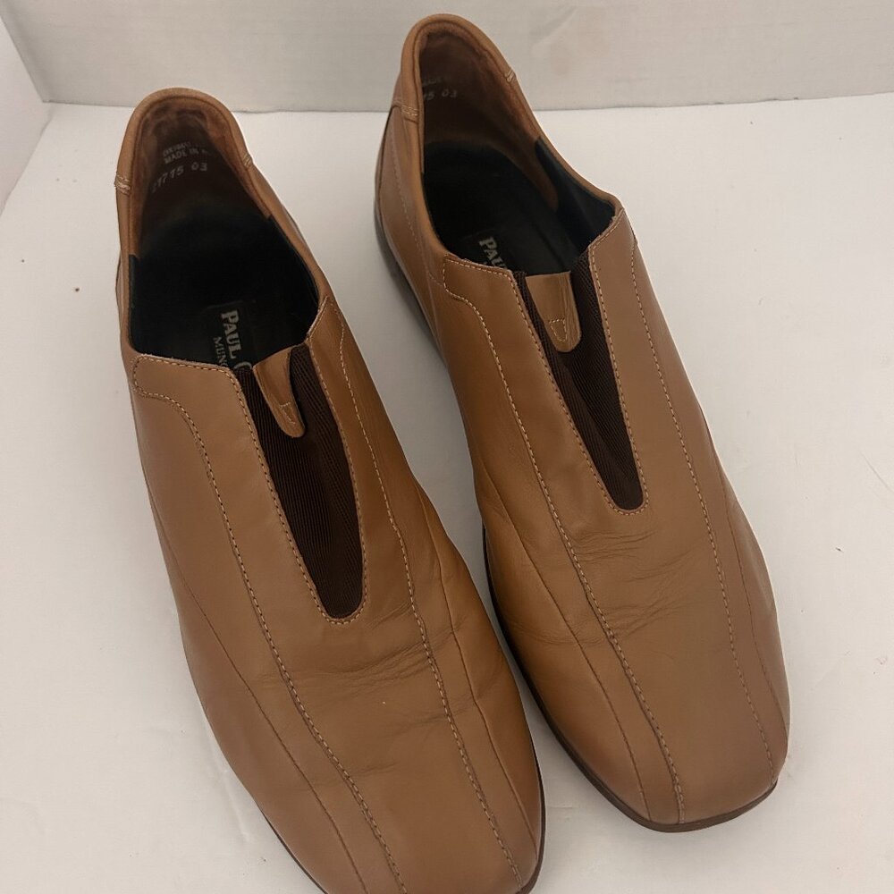 Paul Green Munich Leather Slip On Loafers Tan Comfort Shoes Womens 8.5